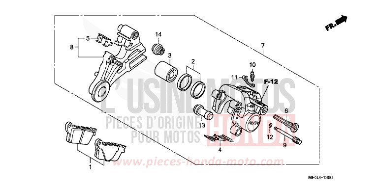 REAR BRAKE CALIPER (CB600F/F3) for CB600F Hornet CANDY XENON BLUE (PB324) from 2007